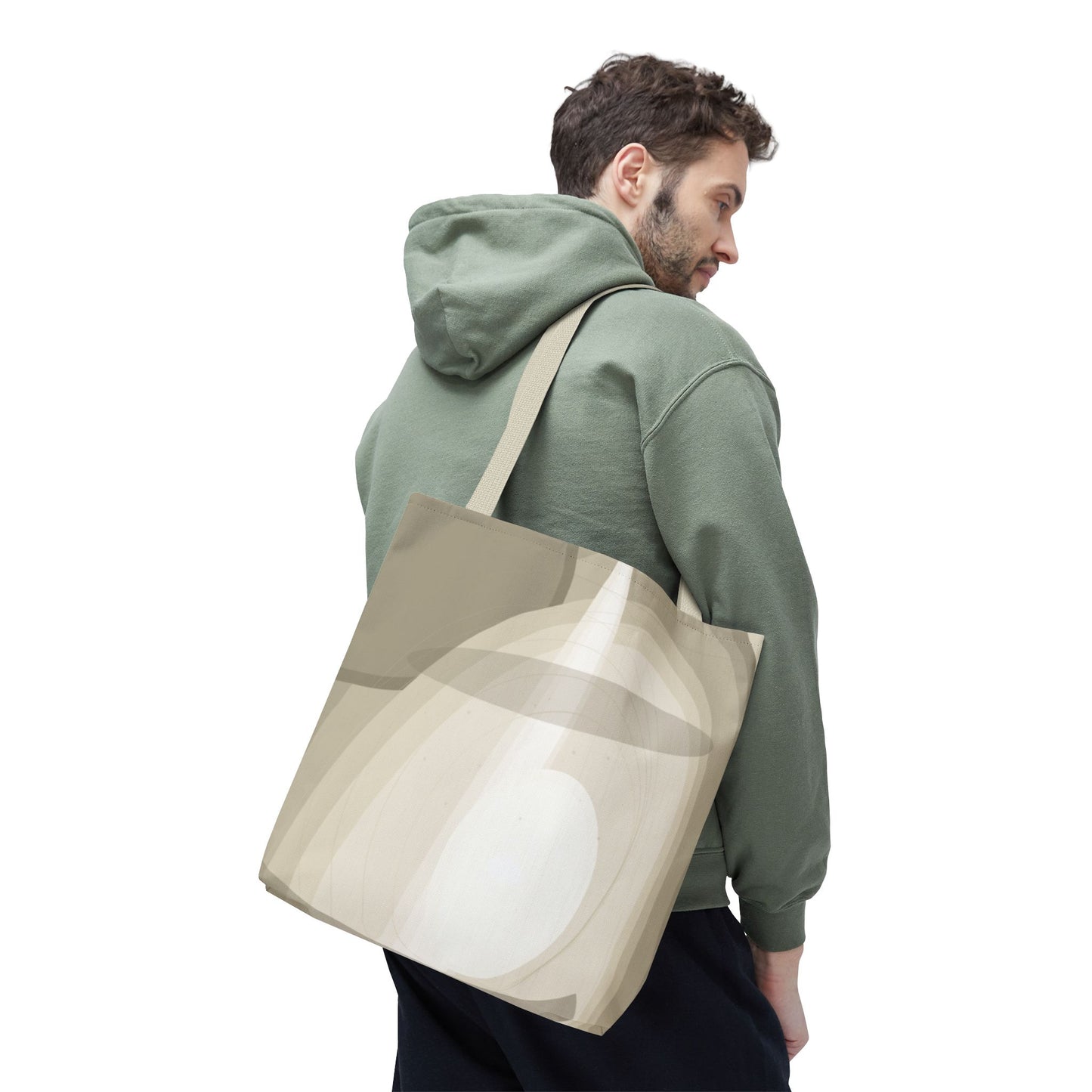 Neutral Abstract Light Beam Tote Bag | Minimalist Geometric Pattern
