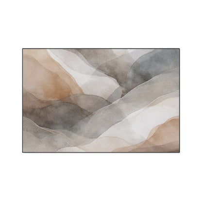 Neutral Watercolor Landscape Heavy Duty Floor Mat | Abstract Earth Tones Rug