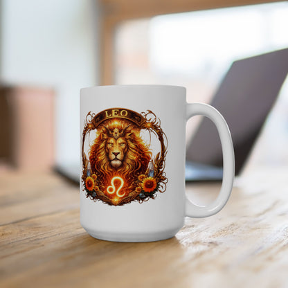 Leo Zodiac Sign Illustration Mug | Ceramic Coffee Cup