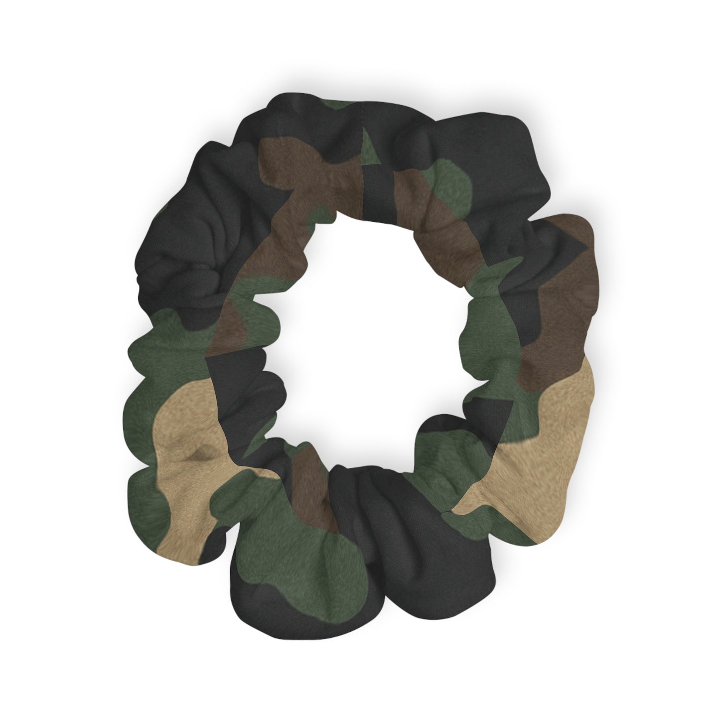 Camo Print Scrunchie — Military Green Camouflage Hair Accessory