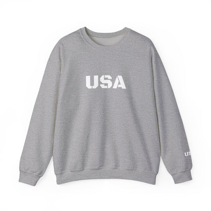 Printify USA crewneck sweatshirt featuring a patriotic design, perfect for cozy seasonal wear and patriotic gift-giving.