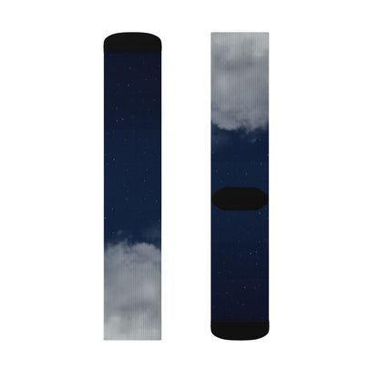 Night Sky Cloud Pattern Socks | Sublimation Crew Socks
