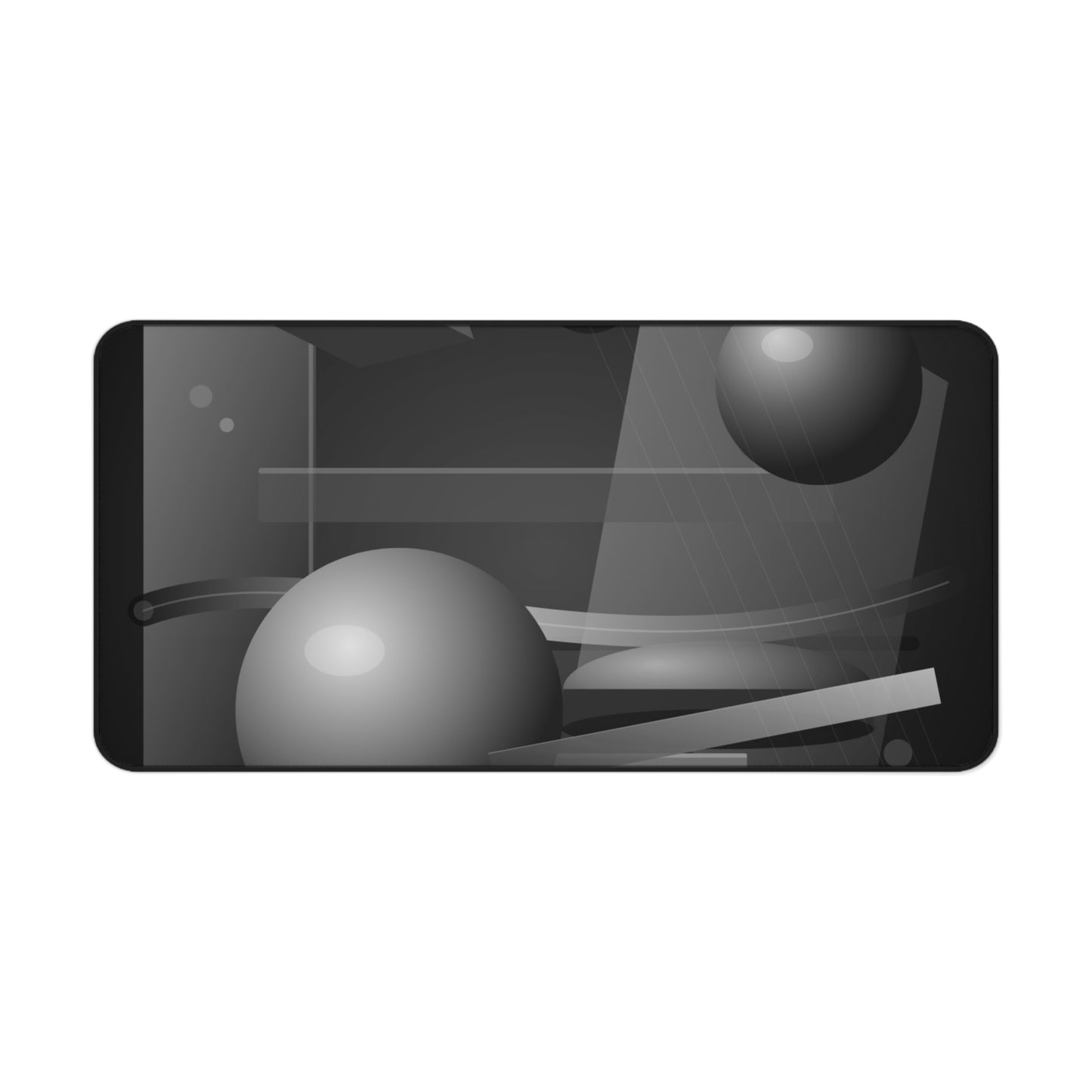 Monochrome Geometric Spheres Desk Mat | Abstract Grey Shapes Mouse Pad