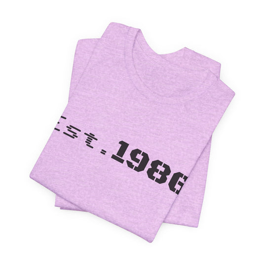 Vintage Est. 1986 T-Shirt by Printify featuring bold "Est. 1986" print on a classic cotton tee.