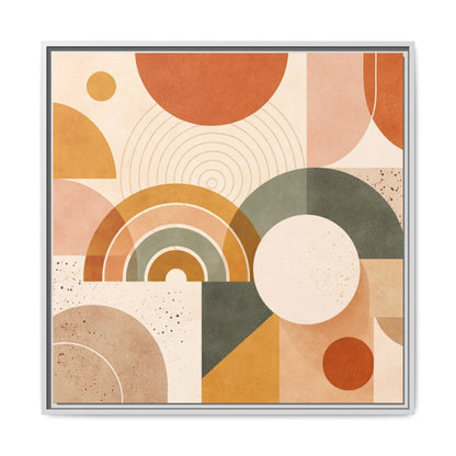 Abstract Terracotta Geometric Rainbow Matte Canvas Framed