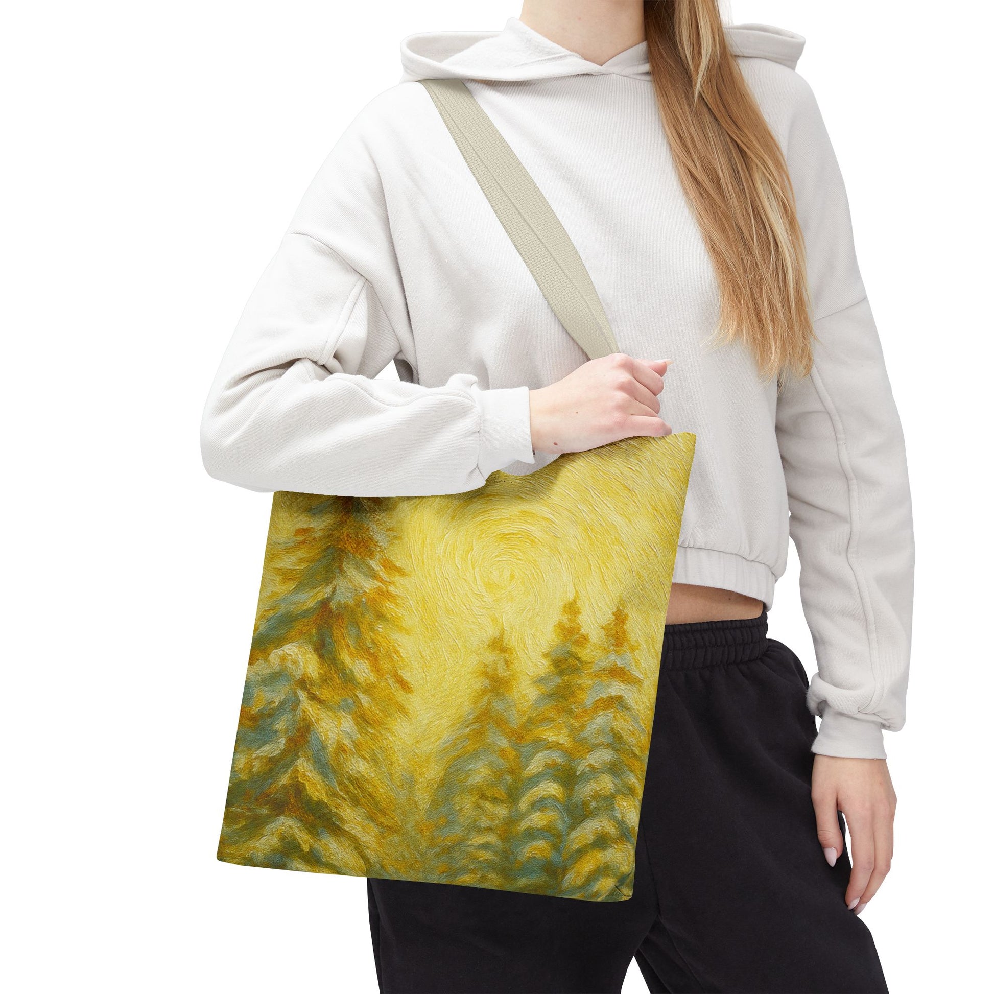 Eco-friendly canvas tote bag with artistic abstract print, perfect for beach or casual use, by Printify.
