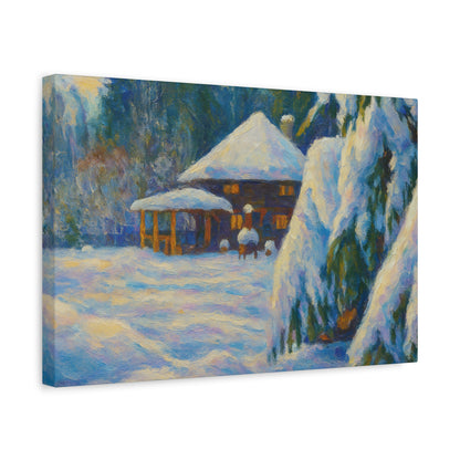 Winter Landscape Canvas Wall Art, Cozy Home Decor, Christmas Gift, Seasonal Artwork, Impressionist Style - TRV