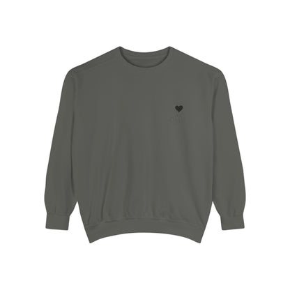 Unisex Garment-Dyed Sweatshirt with Heart Design - Cozy & Stylish