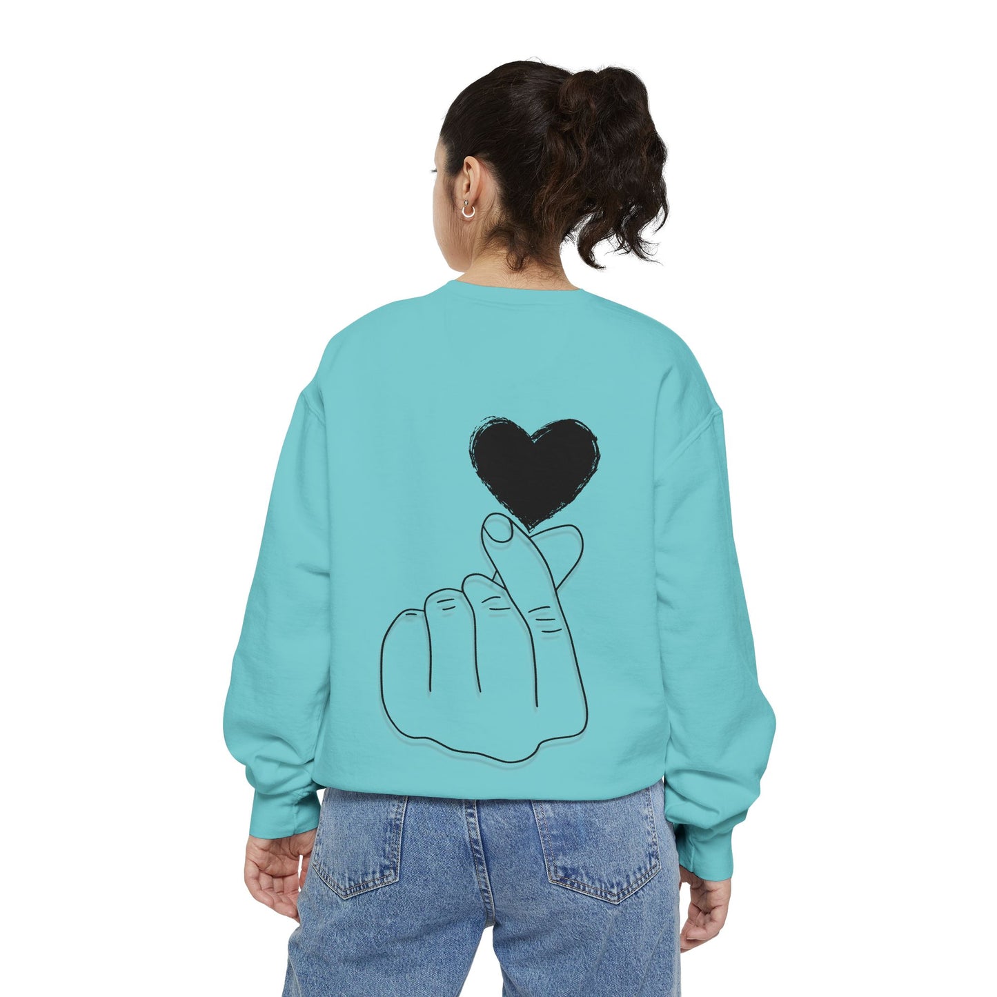 Unisex Garment-Dyed Sweatshirt with Heart Design - Cozy & Stylish