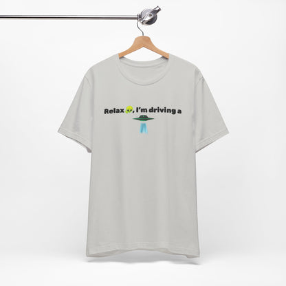 Alien Driving Unisex Tee - Fun Casual Shirt, Gifts for UFO Lovers, Quirky Humor T-Shirt, Perfect for Road Trips, Unique Birthday Present