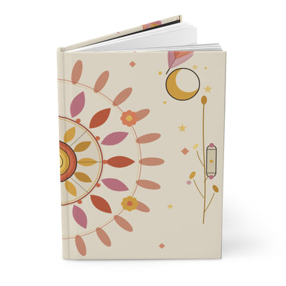 Boho Sunflower Mandala Hardcover Journal | Matte Notebook, Floral Stationery