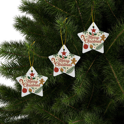 Double-sided ceramic Christmas ornament featuring gingerbread and candy cane designs, holiday tree decoration by Printify