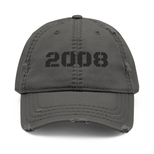 Vintage distressed black dad hat with embroidered design, casual baseball cap by Printify.