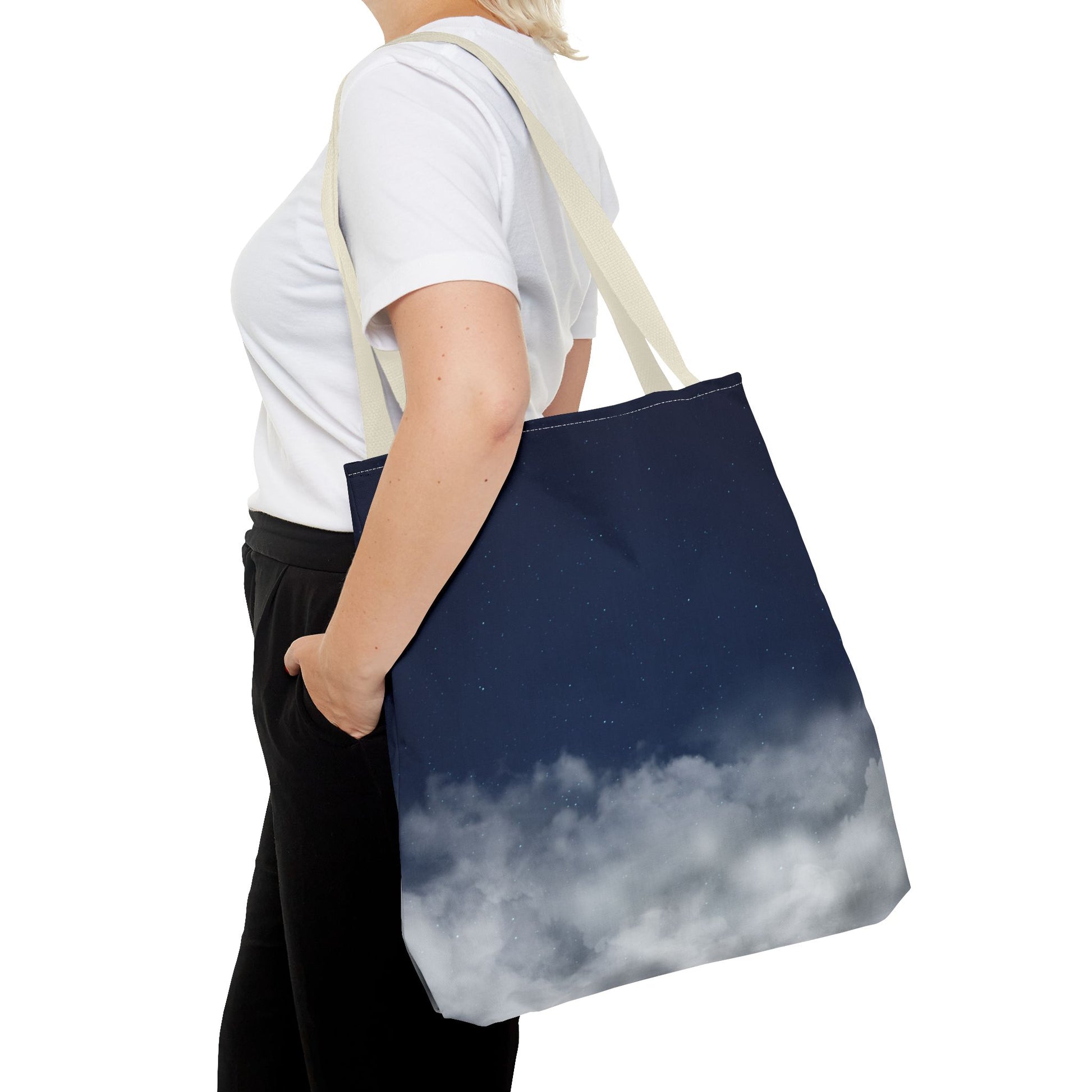 Night Sky Clouds Tote Bag | Starry Navy Ombre - TRV