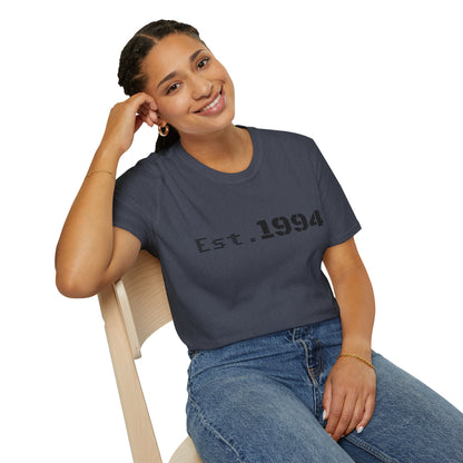 Vintage 1994 Est. graphic T-shirt from Printify featuring bold 1994 design on soft cotton fabric.