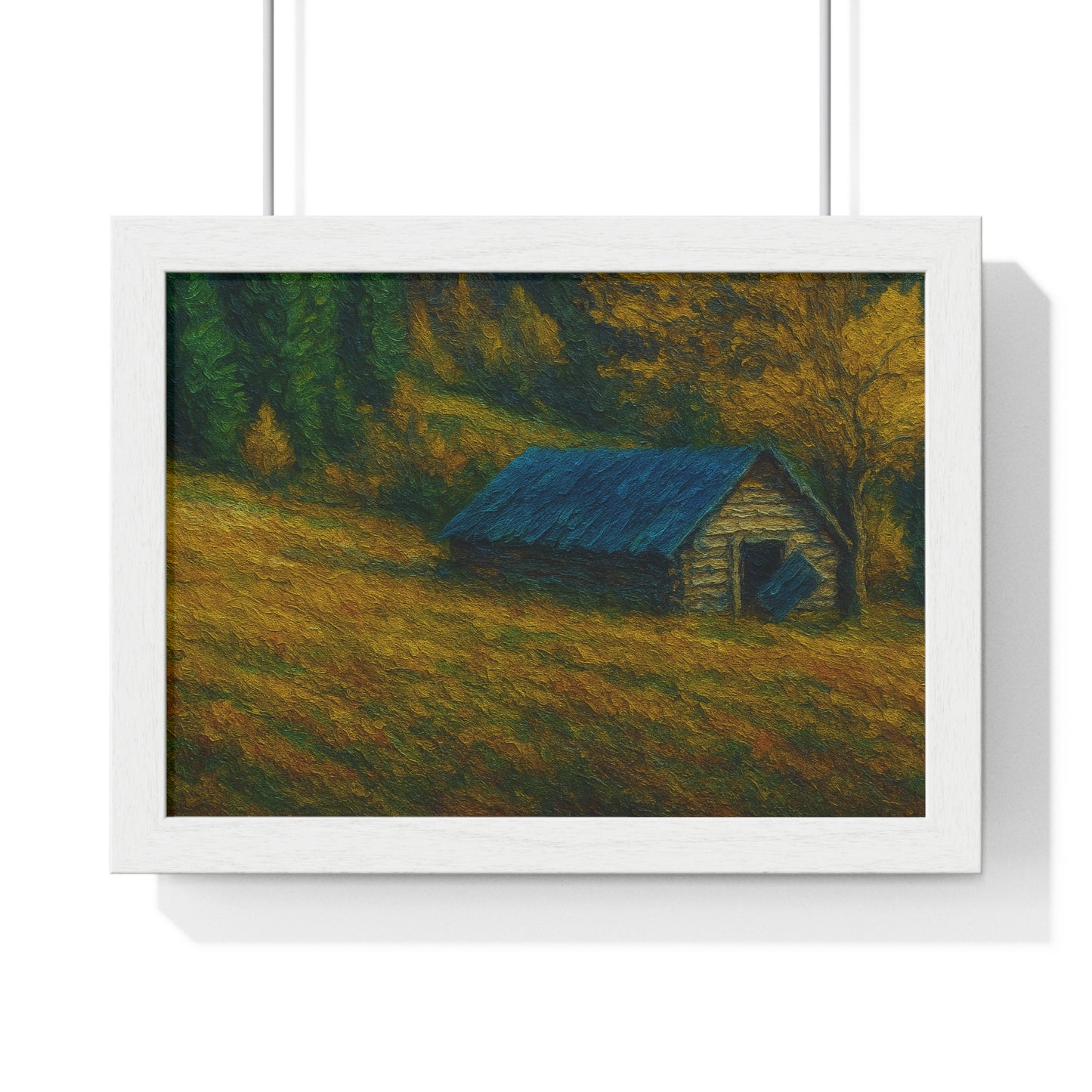 Rustic Cabin Framed Poster, Nature Wall Art, Cozy Home Decor, Gift for Farmhouse Lovers, Autumn Landscape Print - TRV