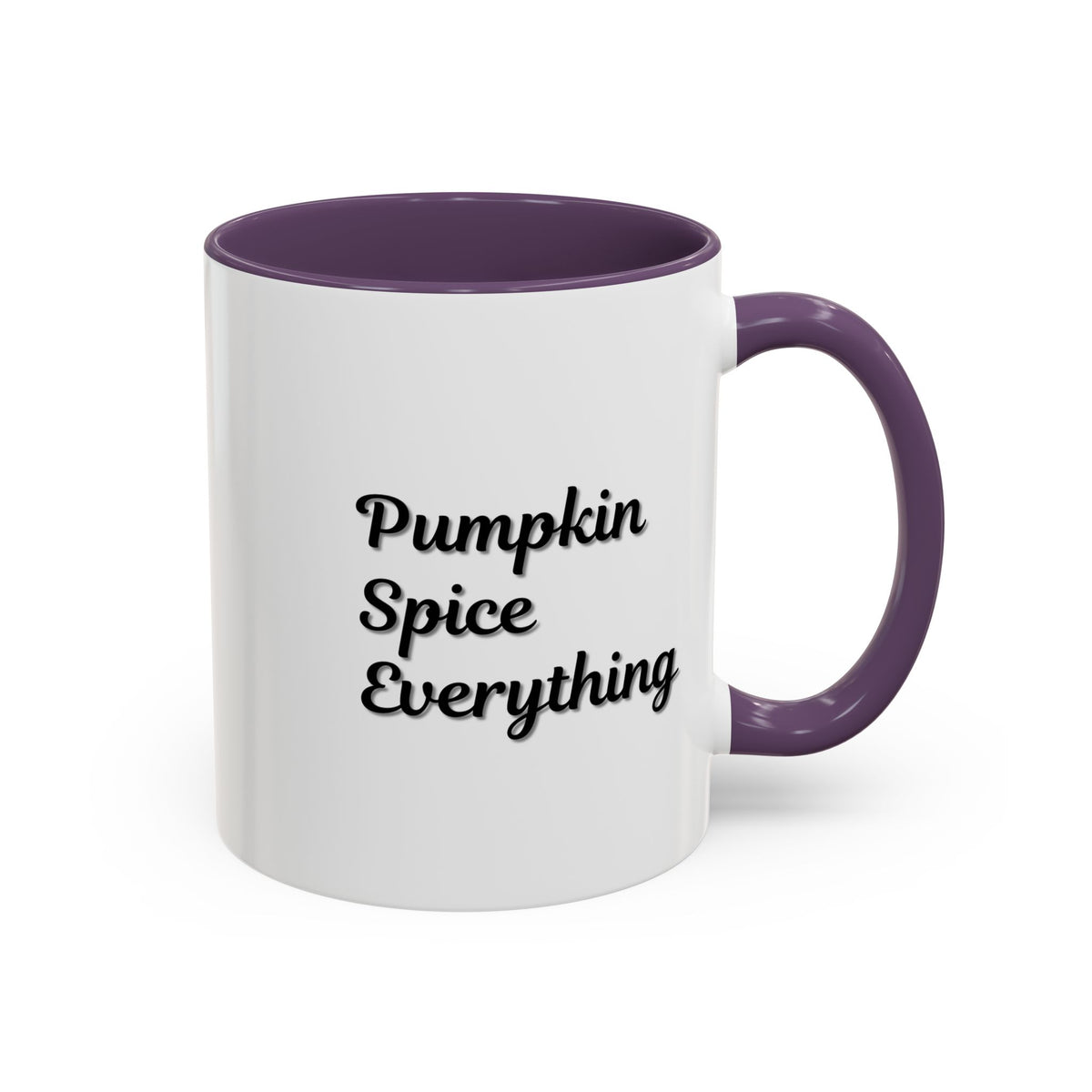 Pumpkin Spice Everything Accent Coffee Mug by Printify, fall-themed 11oz ceramic coffee cup with autumn pumpkin design.