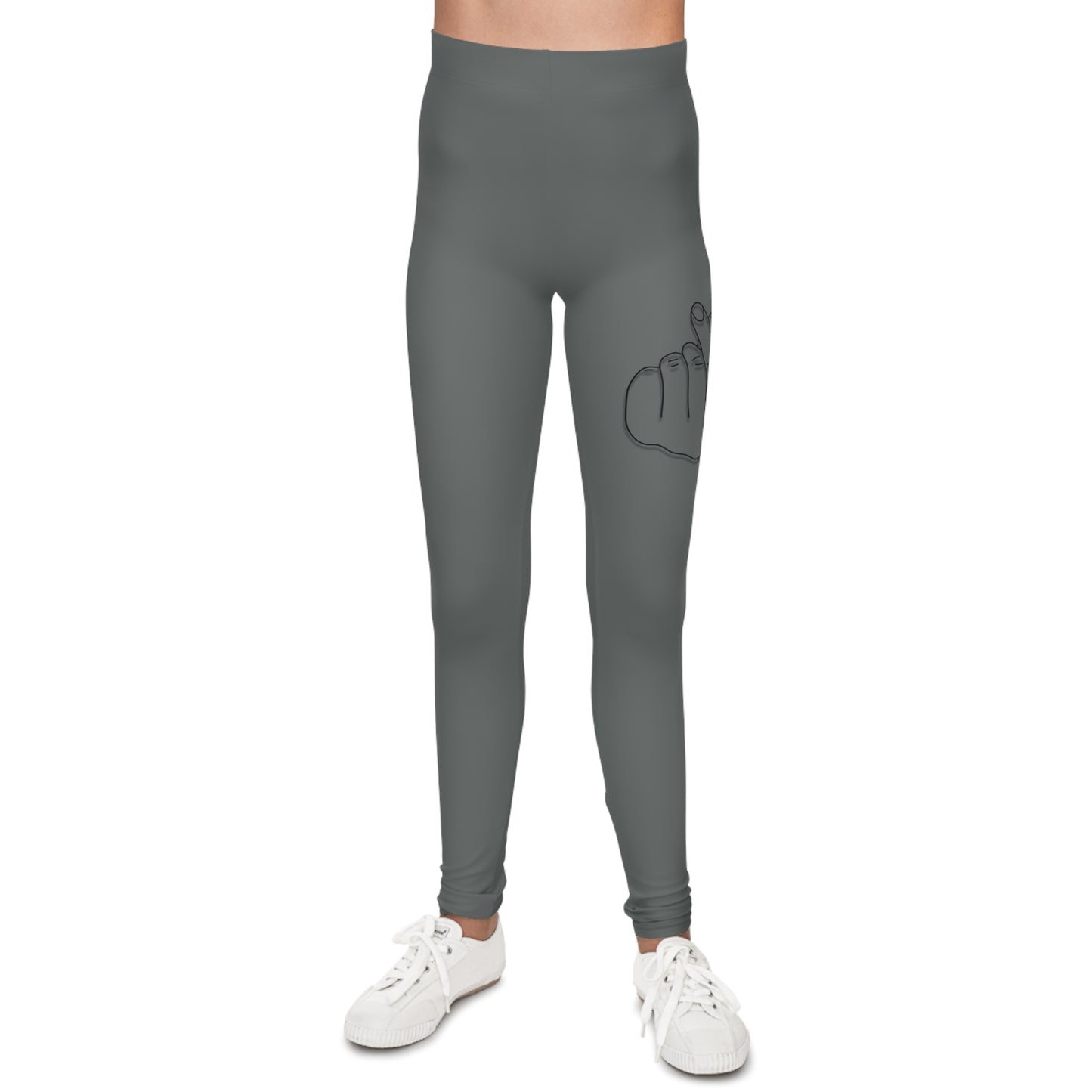 Hand Gesture Youth Leggings, Trendy Kids Pants, Cool Children's Activewear, Graphic Print Tights, Stylish Girls Leggings