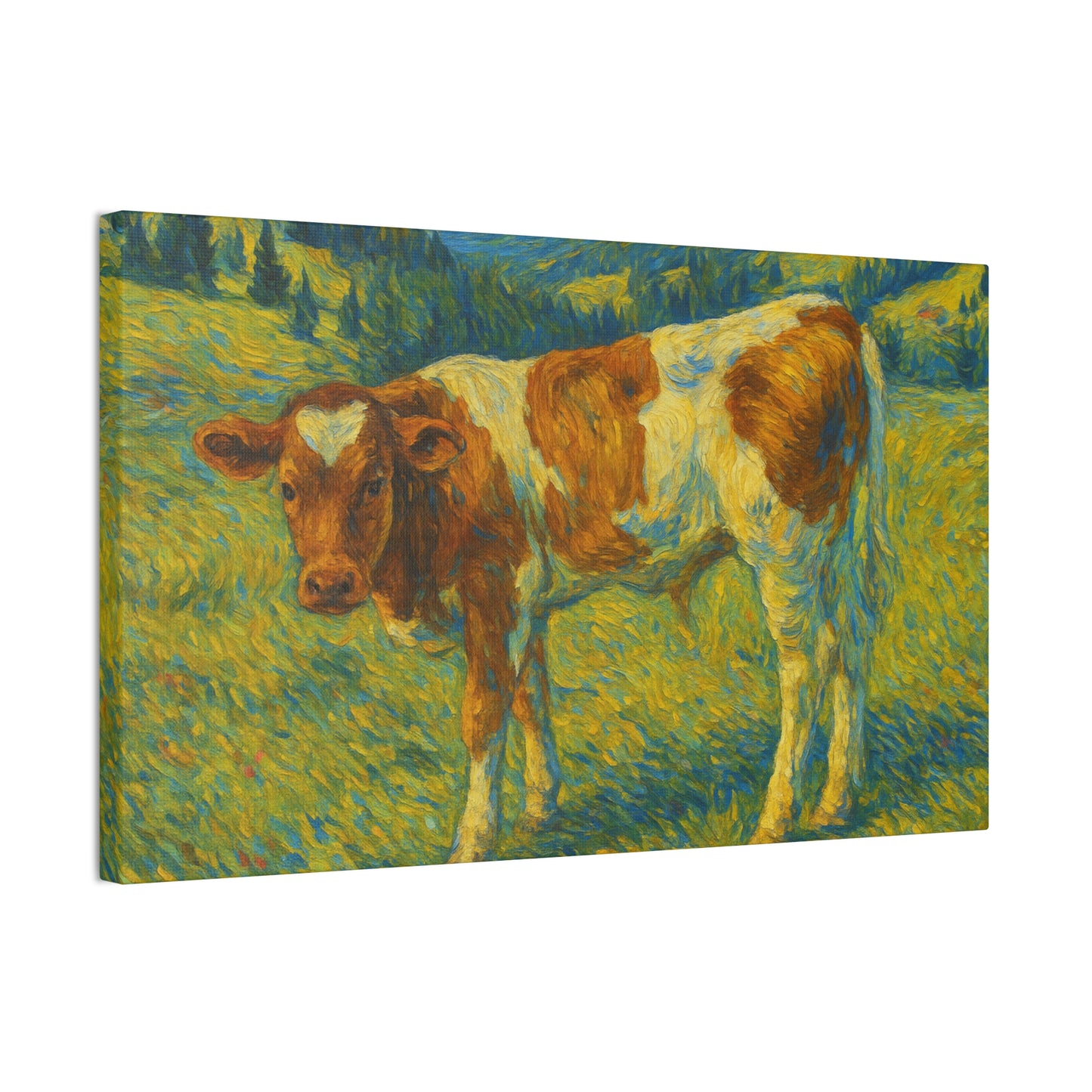 Artistic Cow Canvas Wall Art, Charming Farmhouse Decor, Animal Lover Gift, Rustic Home Accent, Calf Painting, Country Aesthetic