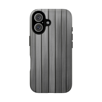 Ribbed metal texture phone case for iPhone, tough protective cover with durable design by Printify.