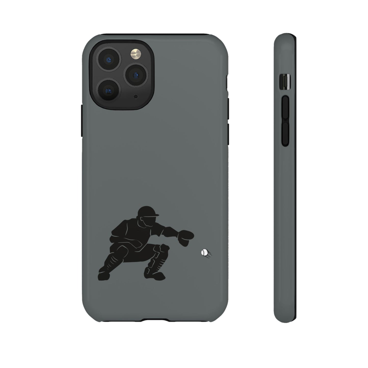 Printify baseball catcher phone case, durable protective cover with baseball glove and ball design for smartphones.