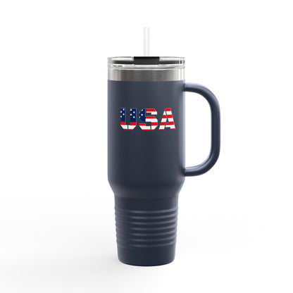 Insulated Travel Mug with USA Design - Perfect for Road Trips, Outdoor Adventures, and Gifts, 40oz Tumbler for Coffee, Tea, and More