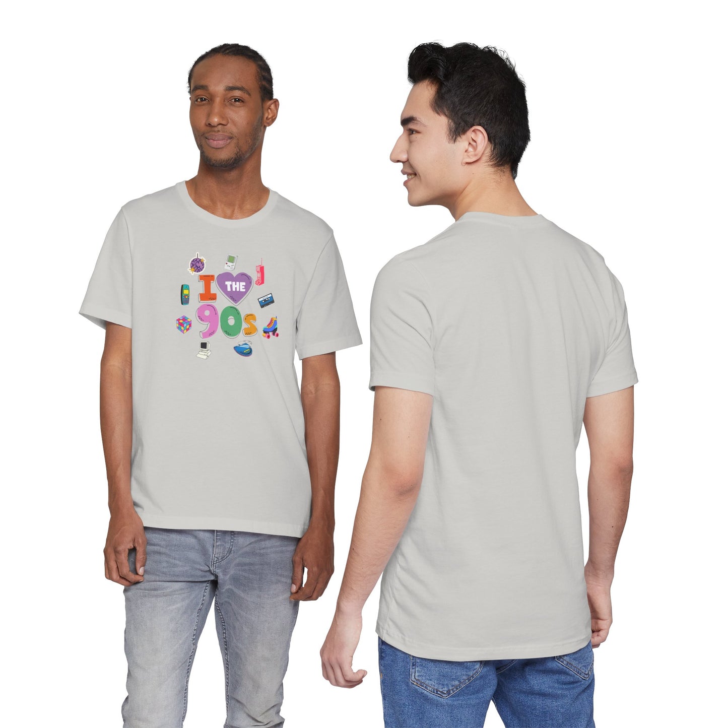 I  Love the 90's Short Sleeve Tee - Retro Graphic Tee, Vintage Style Shirt, Perfect for Casual Outings, 90s Nostalgia Apparel
