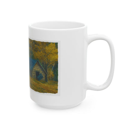 Rustic Cabin Ceramic Mug - Cozy Coffee Cup, Handmade Gift for Nature Lovers, Perfect for Home or Office, Great for Christmas, [...] - TRV