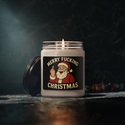 Merry Fucking Christmas Soy Candle — 9oz Scented Holiday Candle with Cheeky Santa Label