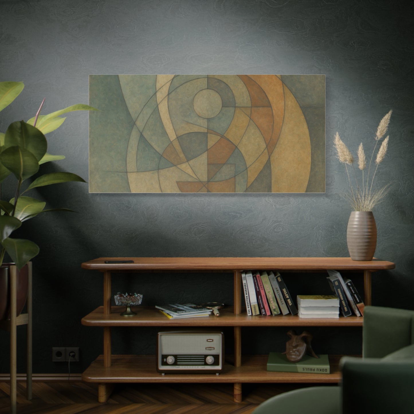Abstract geometric circles on a matte canvas by Printify, featuring modern, colorful circular art design.