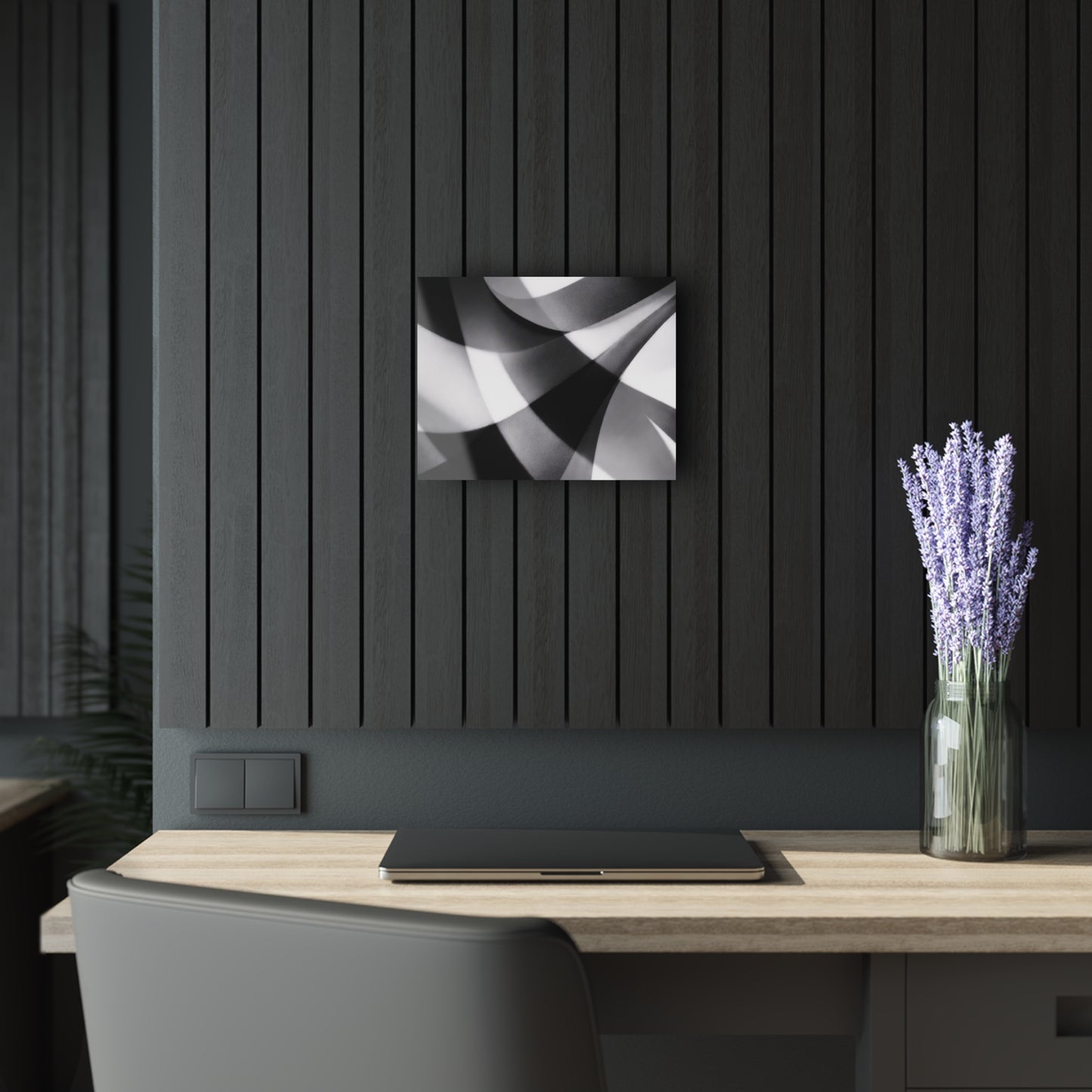 Abstract Black and White Geometric Acrylic Print | Wall Art French Cleat Hanging