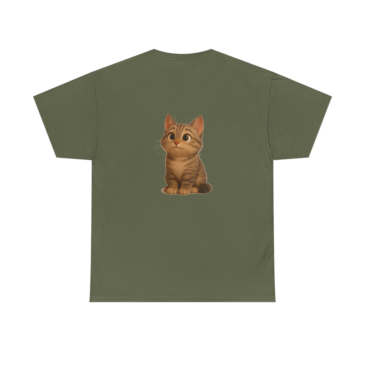 Brown kitten graphic T-shirt for cat lovers, featuring a cute feline design on a comfortable Printify tee.