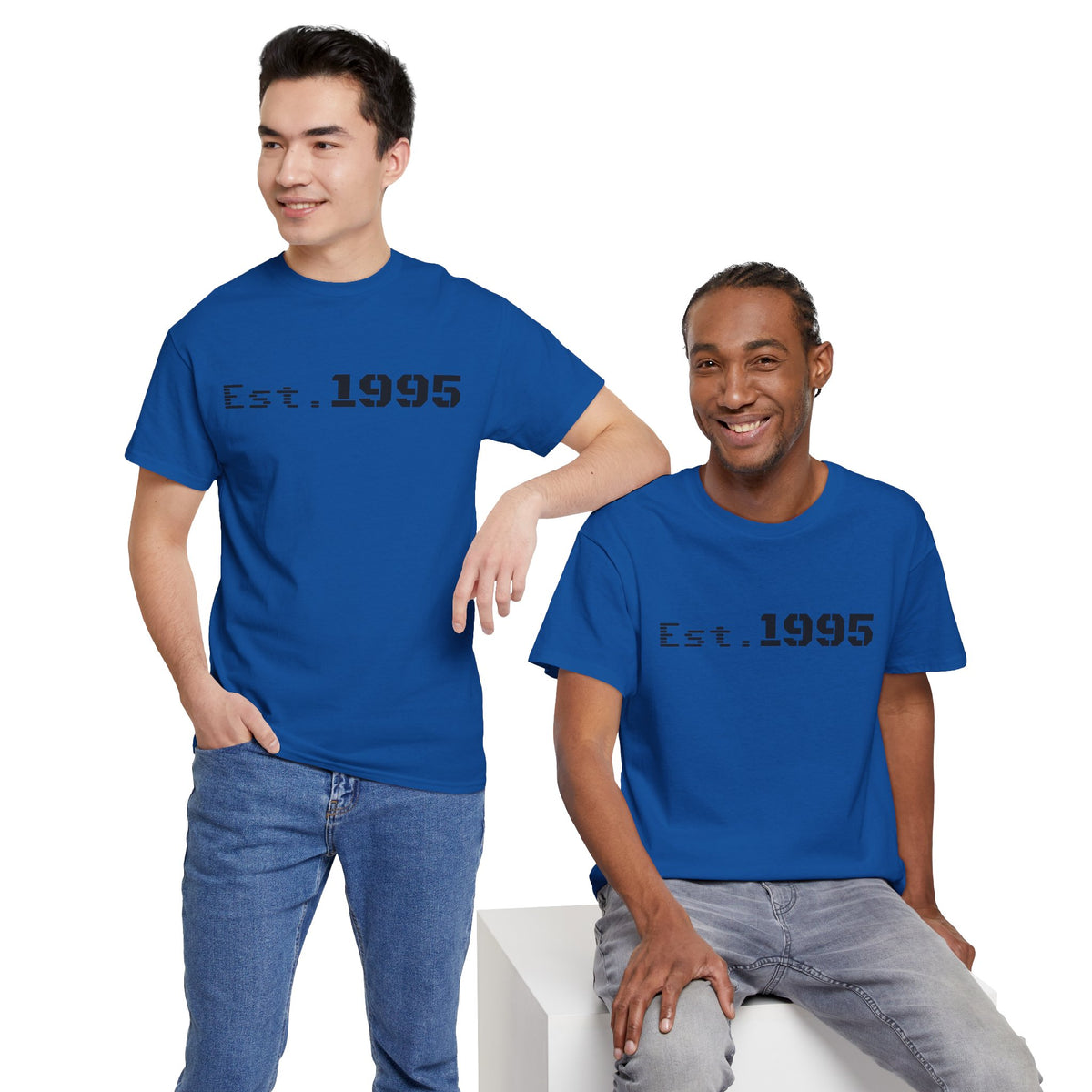 Vintage minimalist Est. 1995 T-shirt by Printify featuring a clean design and birthday branding on soft fabric.