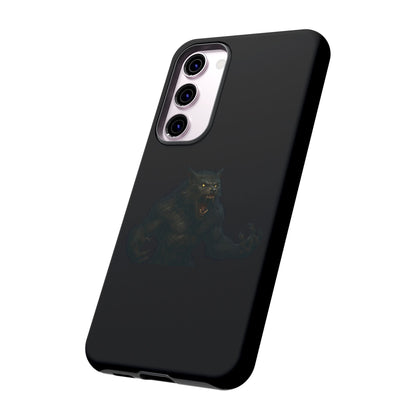 Dark monster graphic werewolf phone case by Printify, tough protective cover for smartphone with fierce, detailed monster design.