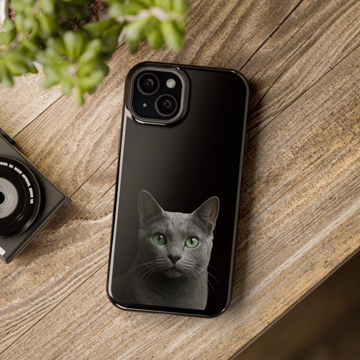 Russian Blue Cat Phone Case — Magnetic Impact-Resistant iPhone Cover