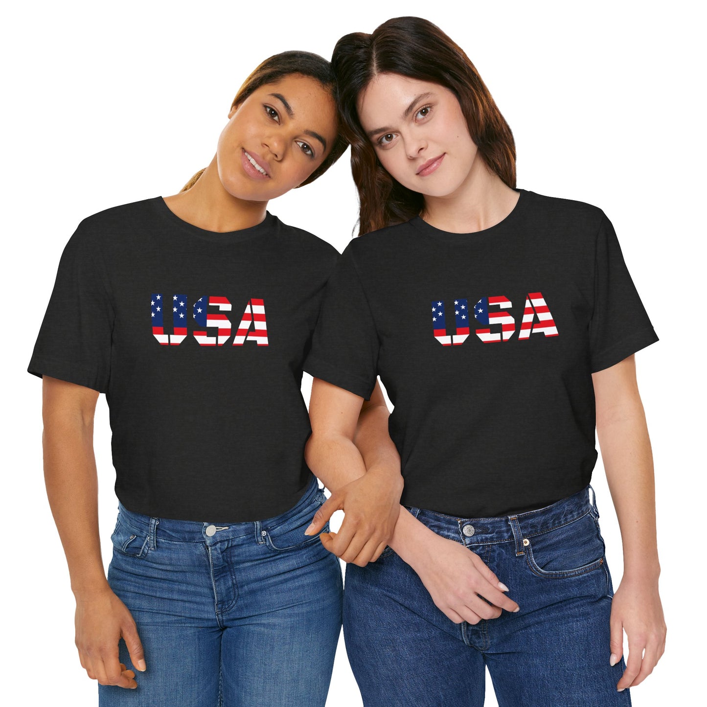 USA Flag Text Tee — Patriotic Fourth of July T-Shirt