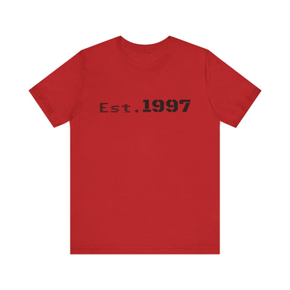 Vintage 1997 Established T-Shirt by Printify featuring retro design and classic fit, perfect for casual wear.