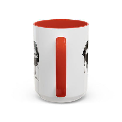 Black Dripping Lips Accent coffee mug with bite graphic, 11oz or 15oz, featuring bold, artistic lip design by Printify.