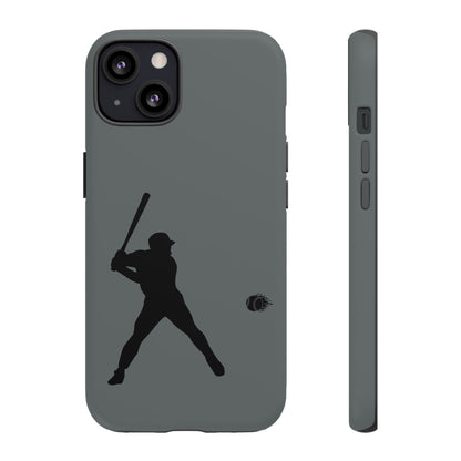 Black baseball silhouette tough phone case for iPhone, protective sporty design by Printify.
