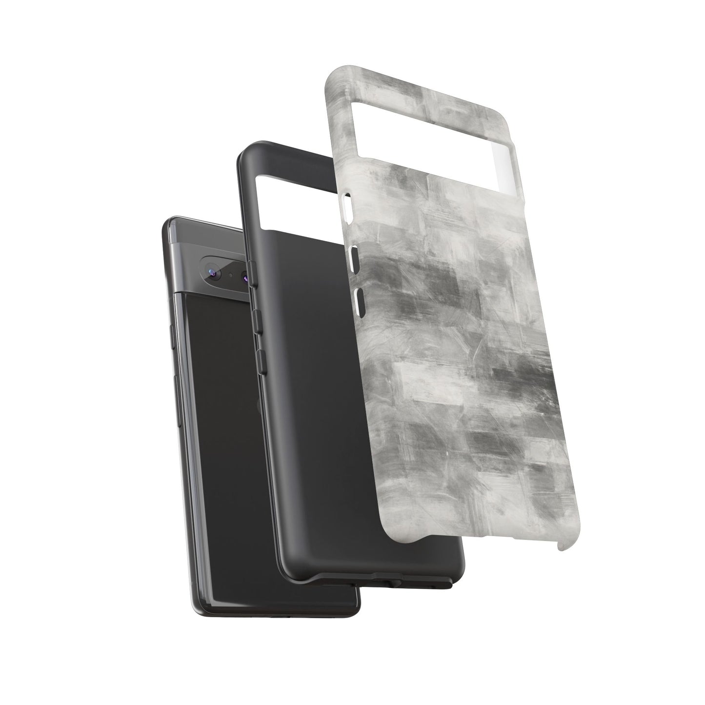 Abstract gray grid phone case for iPhone, durable protective cover by Printify with a modern geometric design.