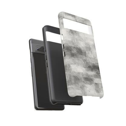 Abstract gray grid phone case for iPhone, durable protective cover by Printify with a modern geometric design.