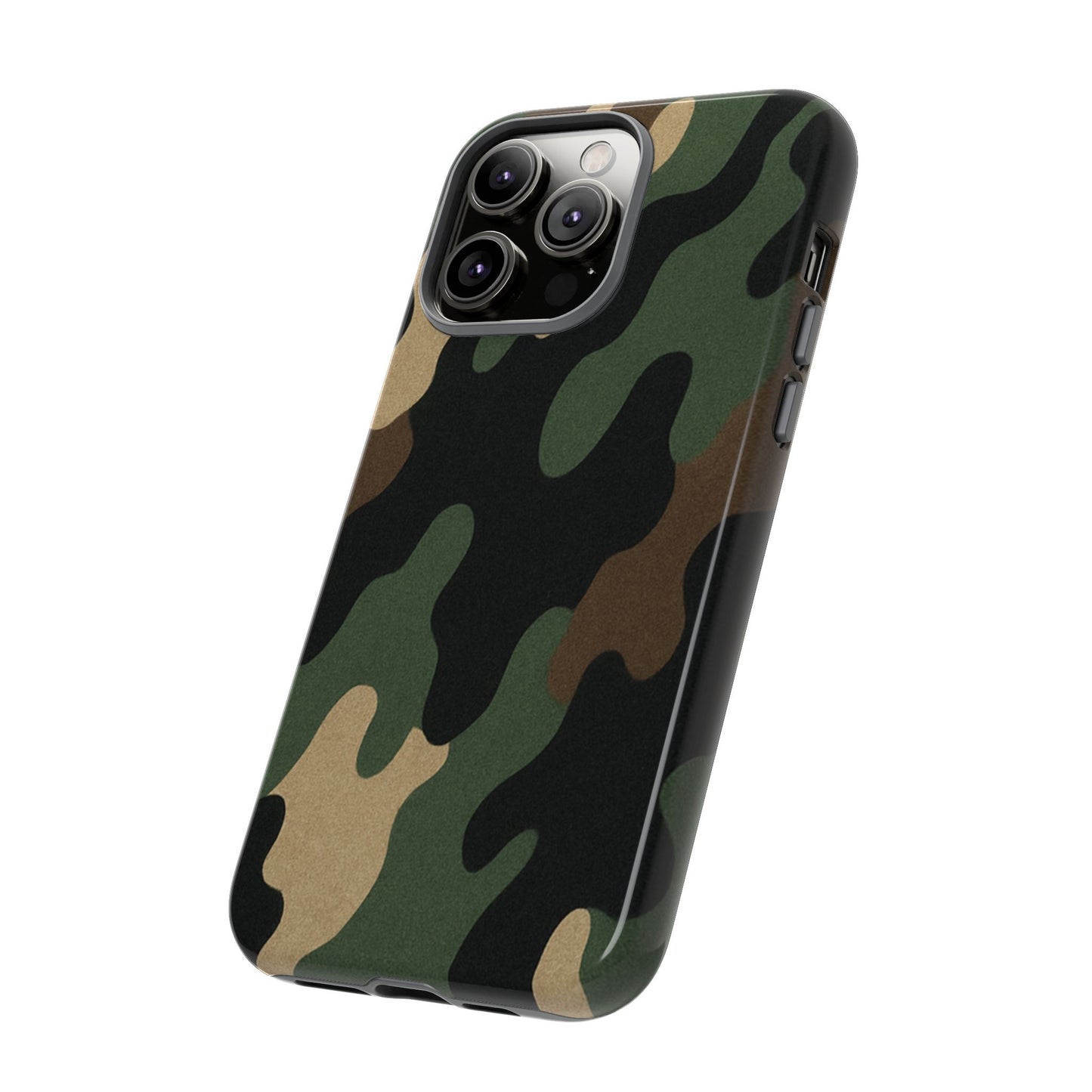 Military green camo tough phone case by Printify, rugged protective cover for smartphones with a durable design.