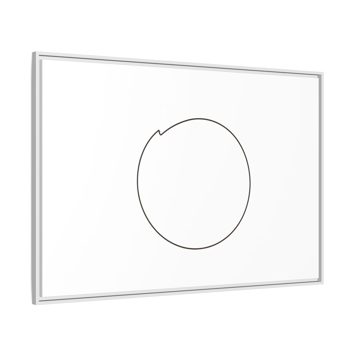 Framed matte canvas wall art featuring a minimal circular line design, showcasing modern abstract artwork by Printify.