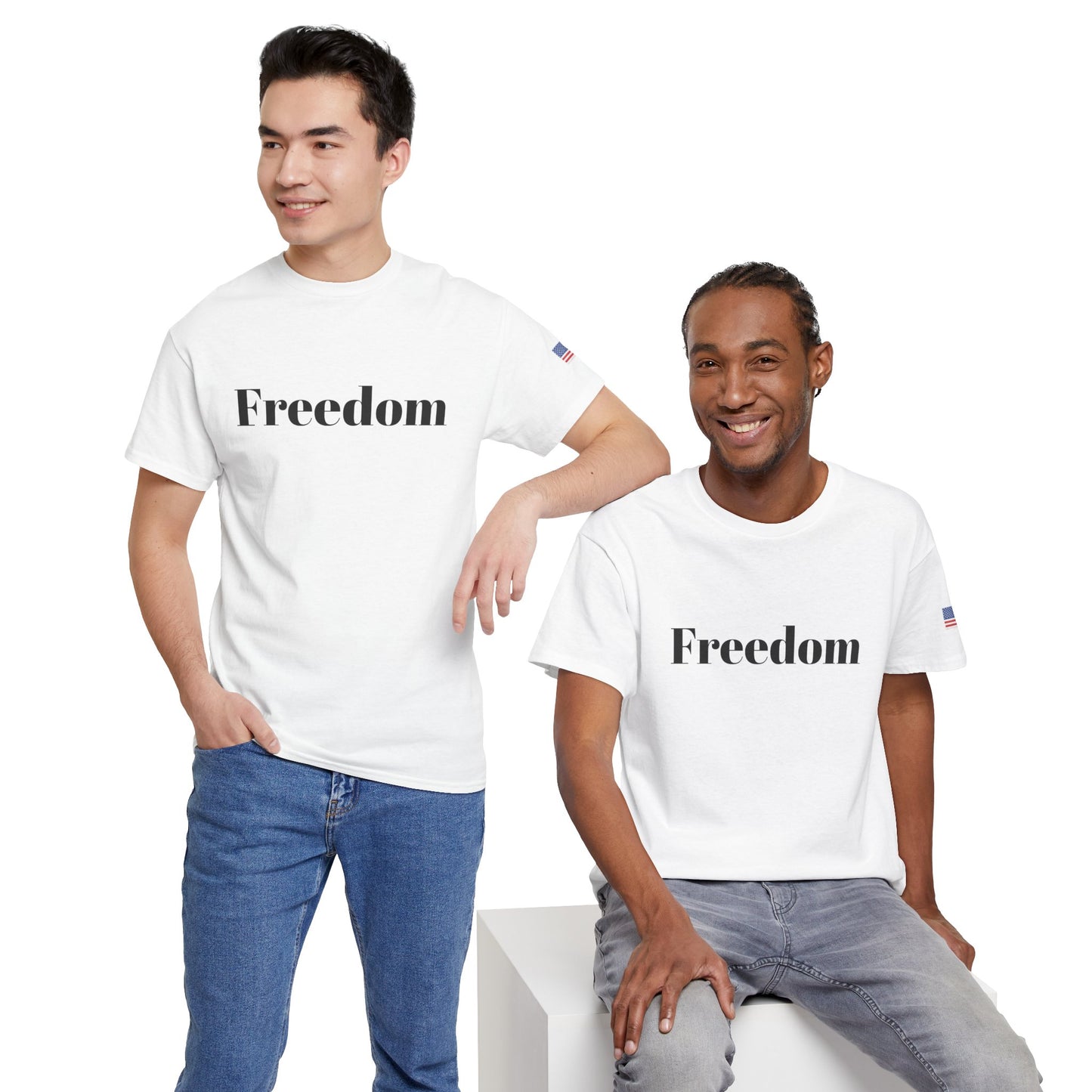Freedom script tee | T-Shirt, American flag sleeve - TRV