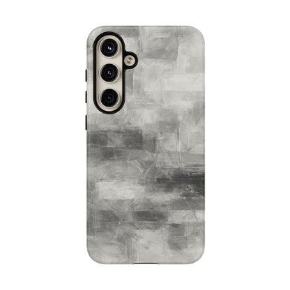 Abstract gray grid phone case for iPhone, tough protective cover by Printify with modern geometric design.