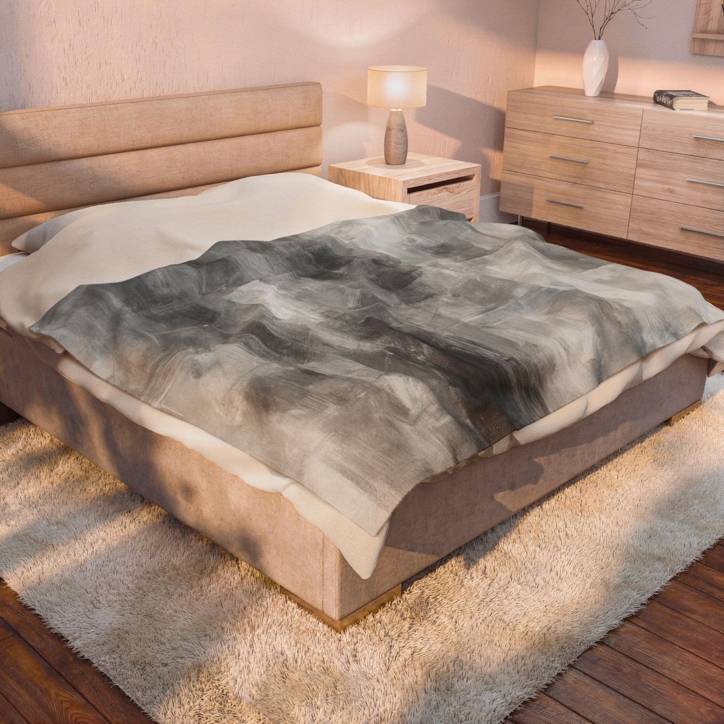 Velveteen plush blanket with all-over print, soft cozy throw for living room or bedroom by Printify.