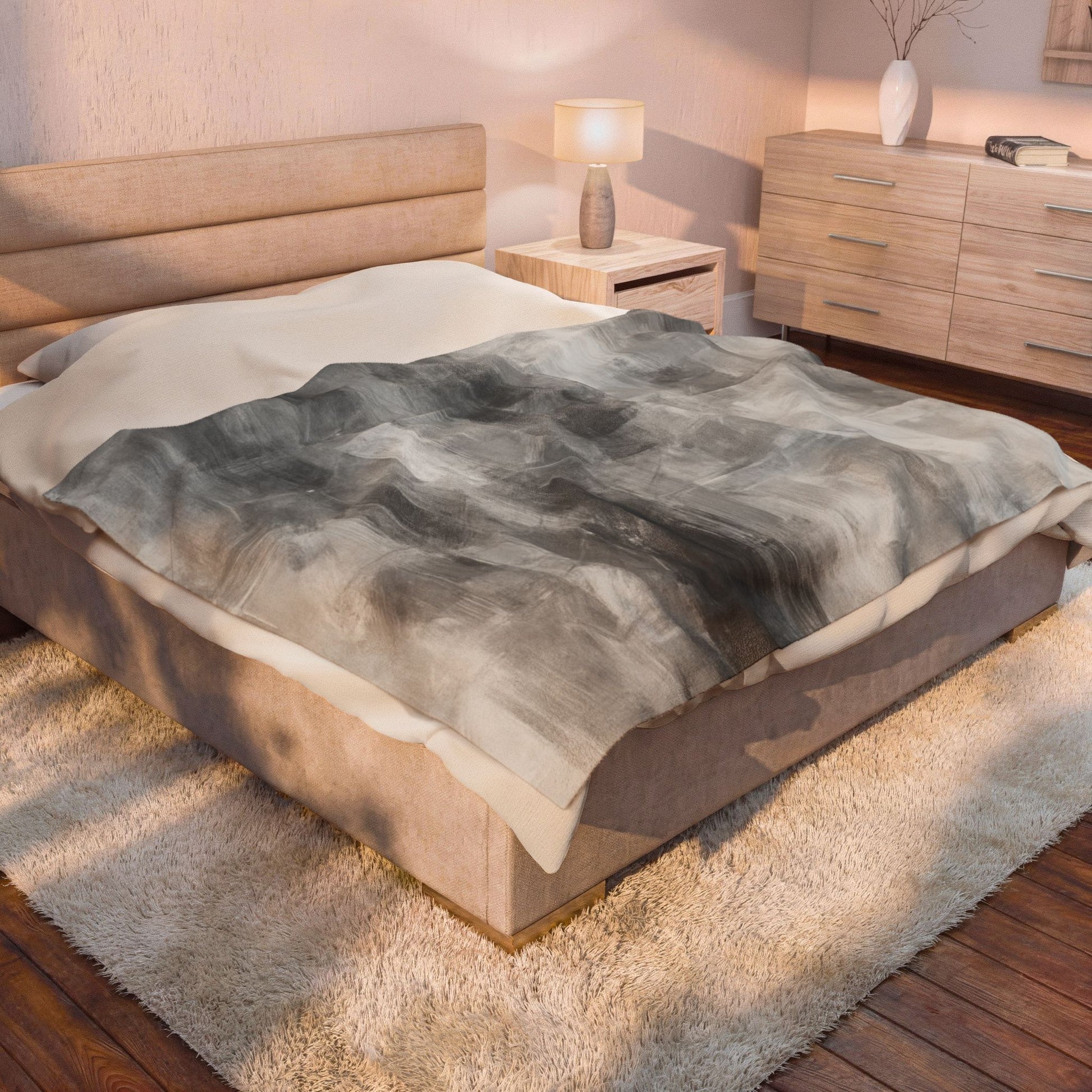 Velveteen plush blanket with all-over print, soft cozy throw for living room or bedroom by Printify.