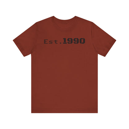 Unisex Est. 1990 Nostalgic Jersey Tee - Perfect Gift, Vintage Style, Retro Fashion, Birthday Celebration, Casual Wear - TRV