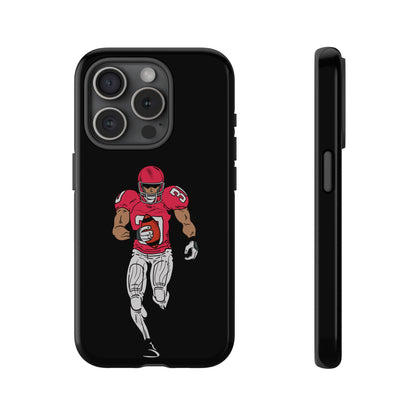 Black football player tough phone case for iPhone by Printify, featuring sporty design and durable protection.