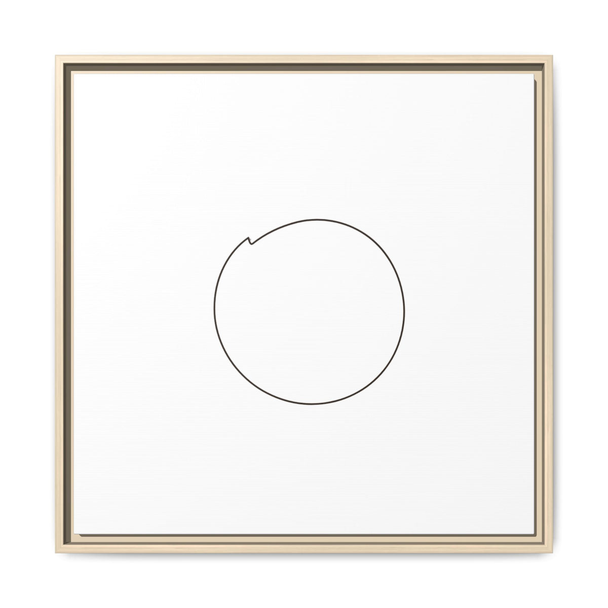 Framed matte canvas wall art featuring a minimal circular line design, designed by Printify for modern home decor.